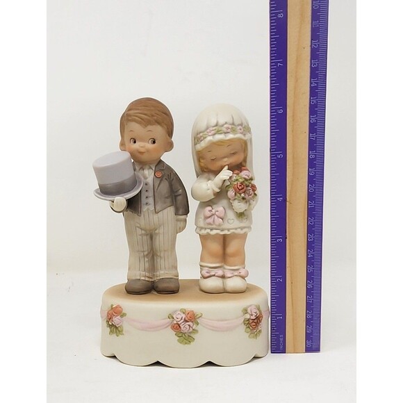 Vintage Enesco Musical Here Comes The Bride & Groom 1989 Porcelain 6.5" Figurine - Picture 9 of 14